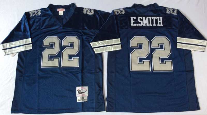 Cowboys 22 Emmitt Smith Navy M&N Throwback Jersey